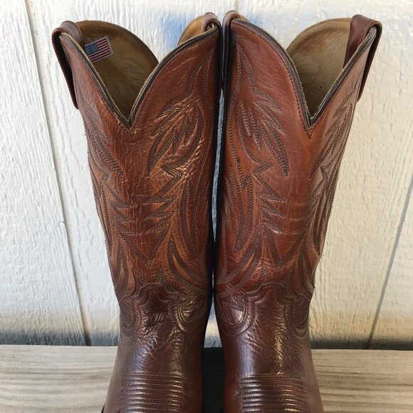 Heritage West Mens Mahogany Brown Leather Western Dress Boots 10 EE 1301 USA - Picture 10 of 13